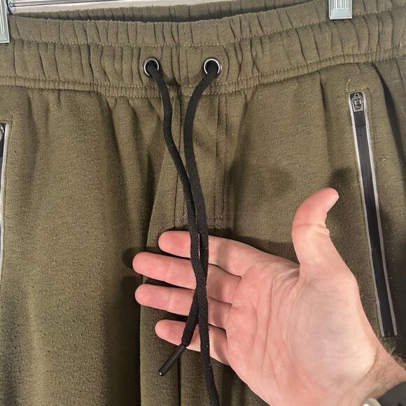 Mitre Joggers Men's Small Solid Green Pull On Zip Pockets Drawstring Sweatpants - Picture 4 of 8